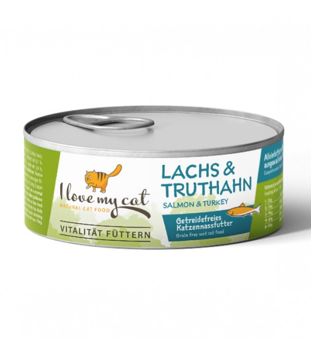 Nassfutter für Katzen mit Lachs und Truthahn